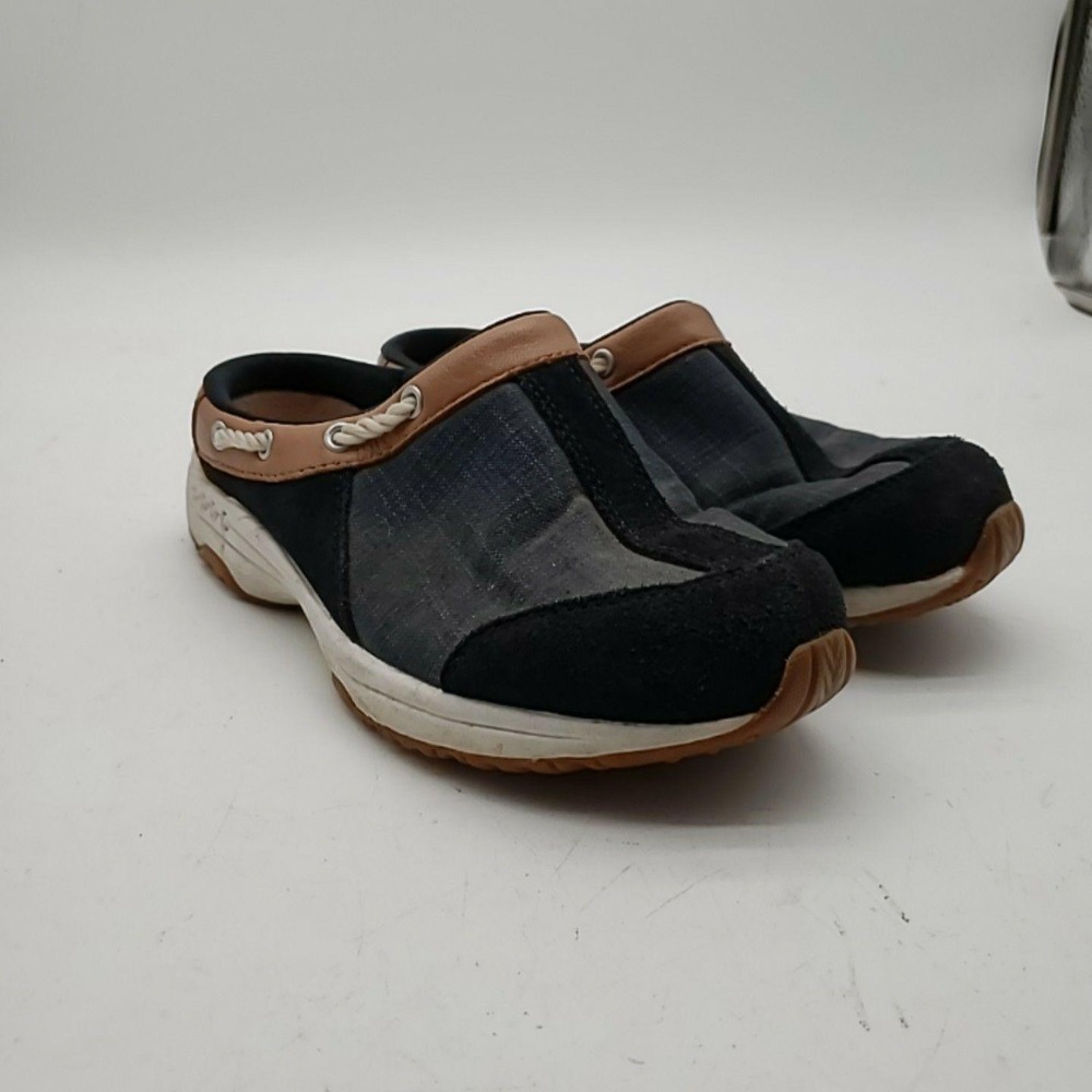 Easy Spirit Travelport Shoes Womens Size 6W Blue Leather Clog Slip On Comfort